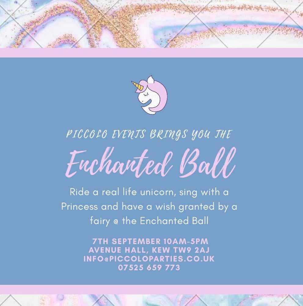 Piccolo Parties: Enchanted Unicorn Ball - Avenue Hall, St Luke's Church, Kew - Sat 7 Sep