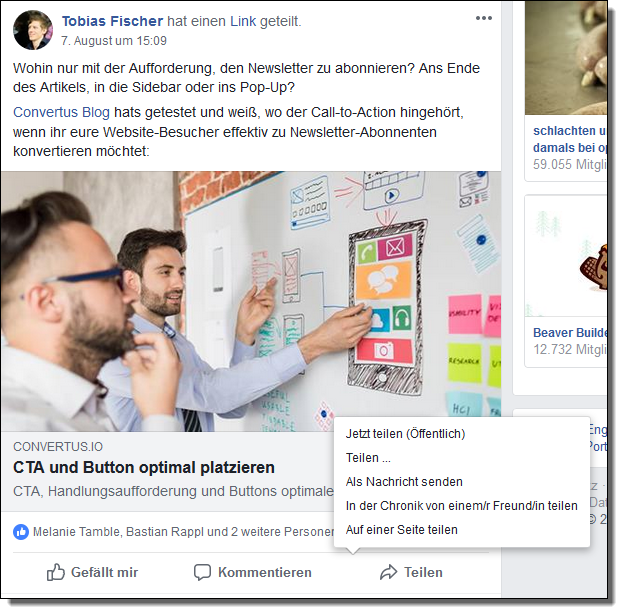 Content Curation in Facebook-Gruppen