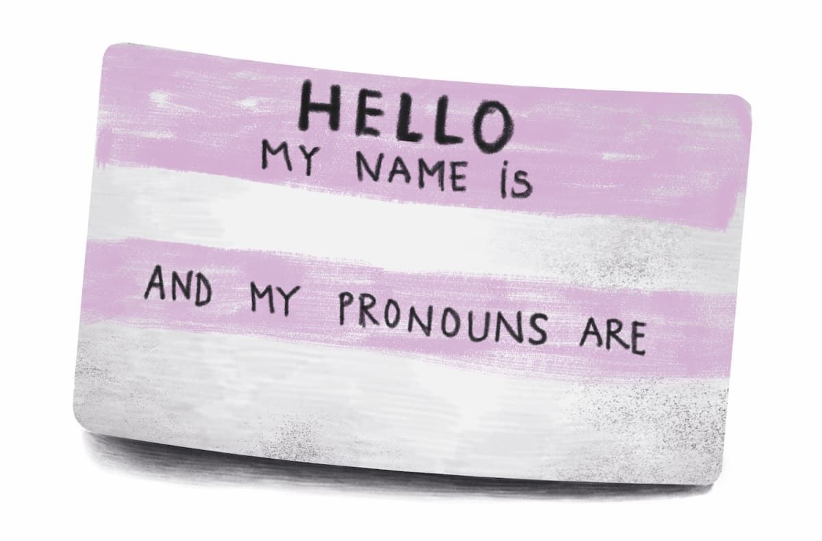 Namensschild mit Pronomen