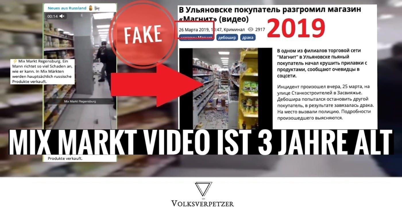 Pro-Putin-Lüge: Mix Markt-Video ist 3 Jahre alt & stammt aus Russland -