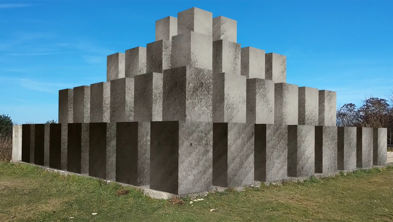 (S+) "Zeitpyramide" in Wemding, Bayern: Diese Pyramide wird erst 3193 fertig