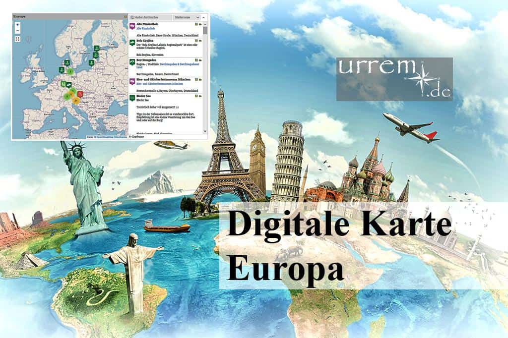 Digitale Europakarte Länder Städte Karten