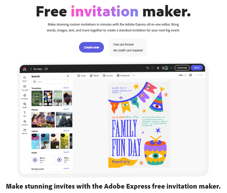 Adobe Express Einladungsgenerator