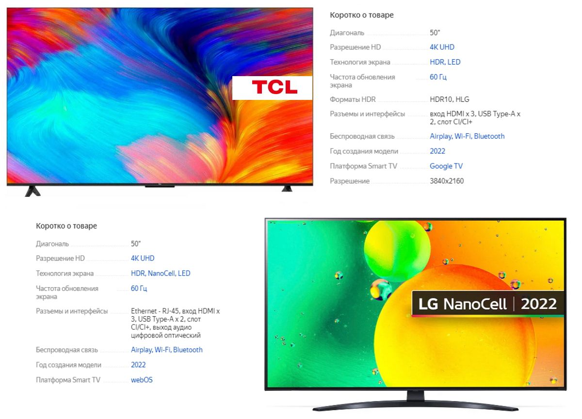 Появились телевизоры LCD с диагональною 50, ценой менее 25 тысяч и характеристиками как у Samsung и LG