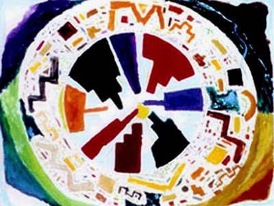 City/Self Mandala painting by Max Reif - A saga in symbols