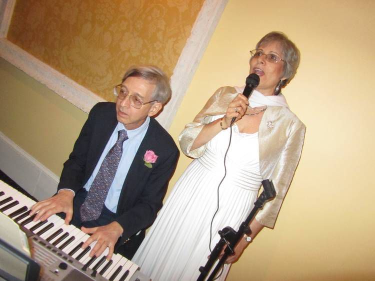 Author's friend David playing piano - Bhakti and The Great American Songbook