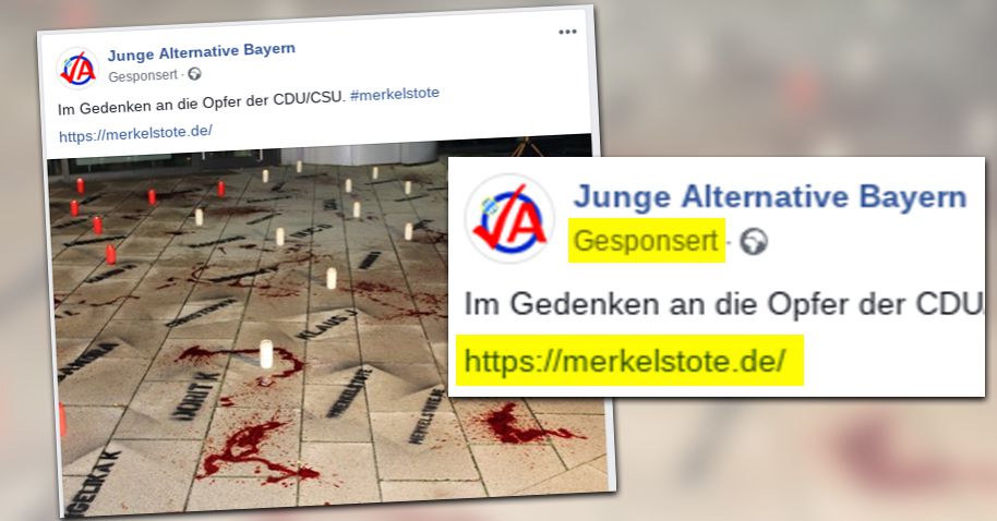 Die AfD hat auf Facebook Werbung für eine Webseite gemacht, die Merkel als Terrorhelferin für Deutschland und Europa zeigt