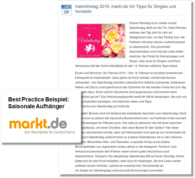 Beispiel Pressemitteilung_markt.de_Valentinstag_Tipps für Singles und Verliebte