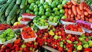 selection of fresh fruit and vegetables