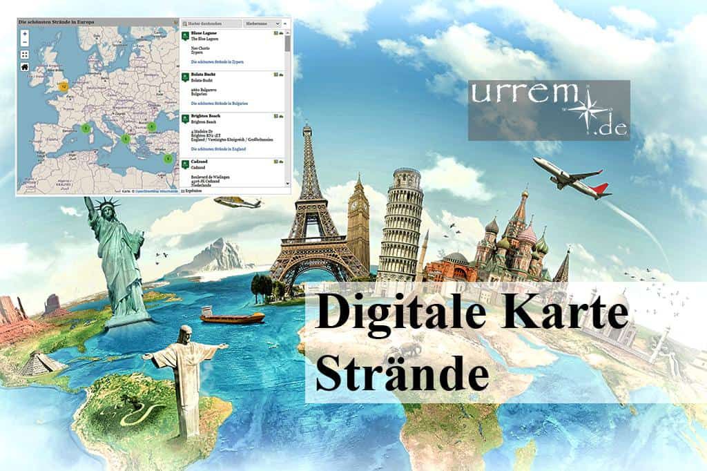 Die besten Strände in Europa - Digitale Karte