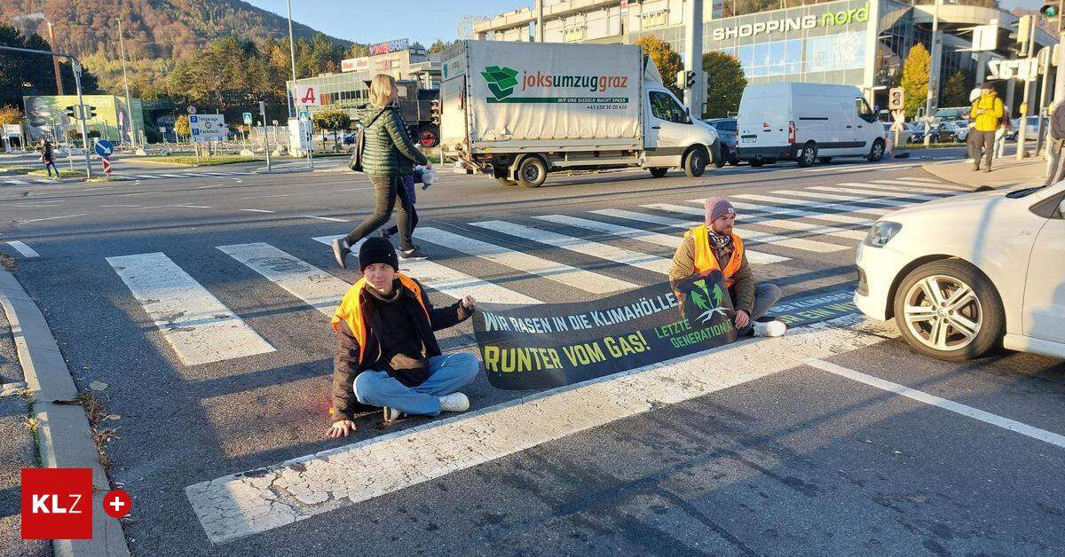 Klebeprotest in Graz | Klimaaktivistin: „Ich wäre auch gerne woanders"
