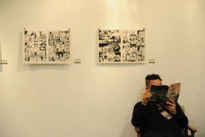 So sieht eine Ausstellung von Reinhard Kleist aus - die Graphic Novels hngen an der Wand
