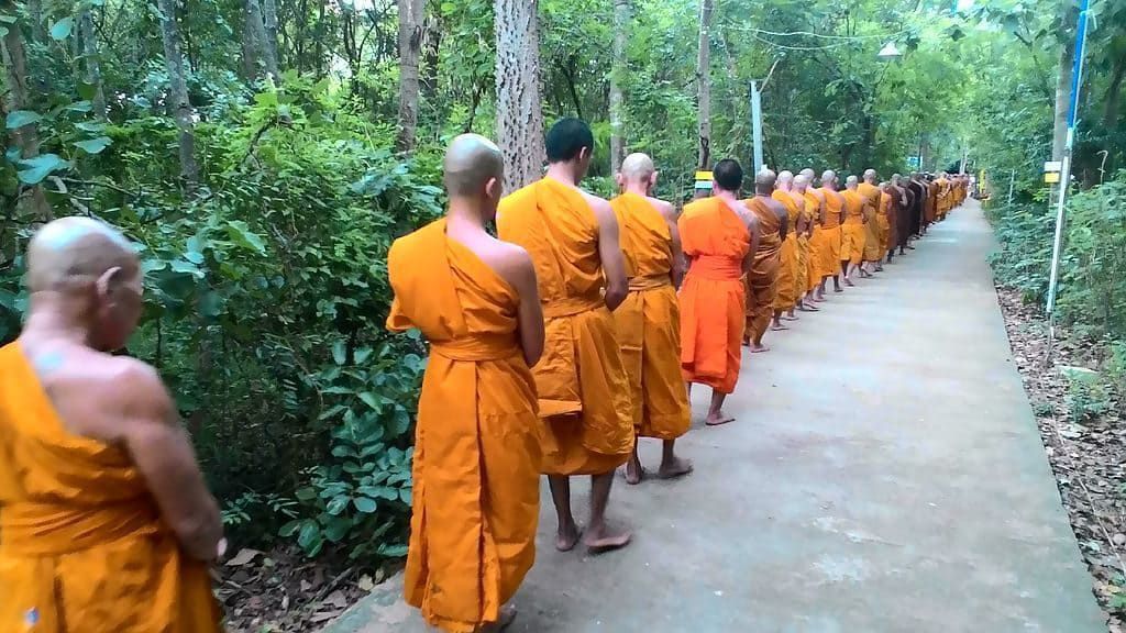 Monks walking meditation