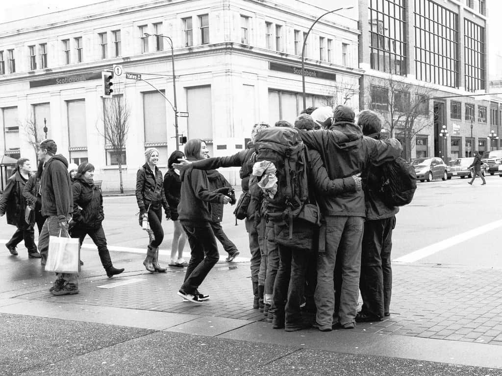 Group hug on a city street - The loving self