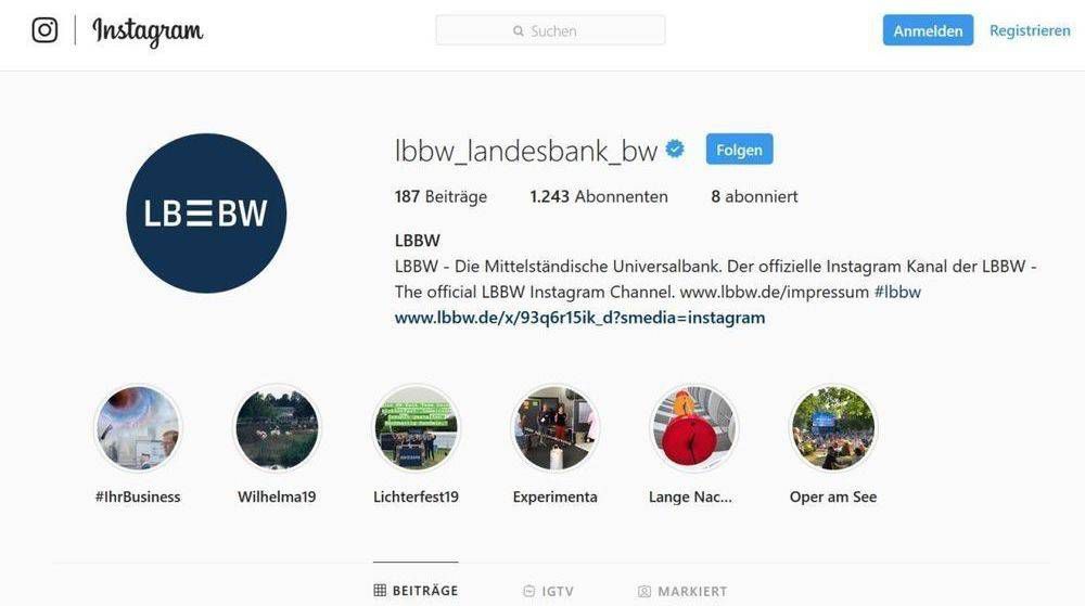 Der Instagram-Auftritt von LBBW berzeugte Mashup Communications am meisten