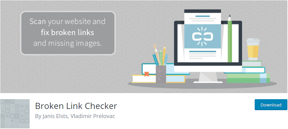 Wordpress plugin Broken Link Checker to monitor and fix broken links in posts, pages and images