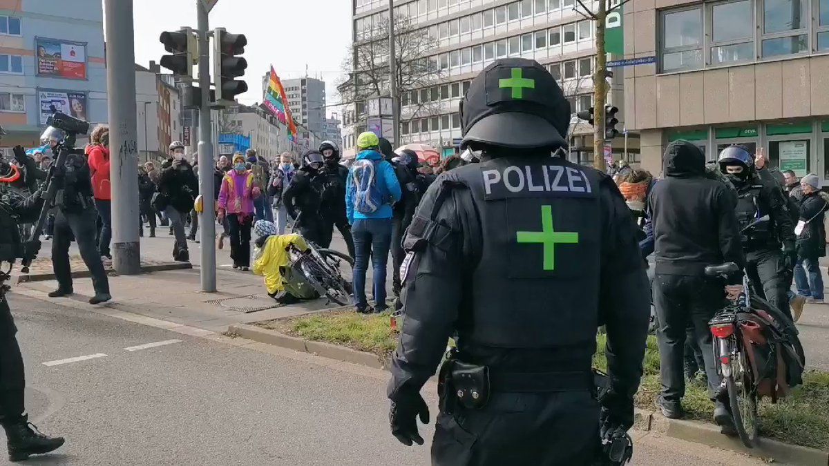Police Clash With Anti-Lockdown Protesters in Kassel, Germany