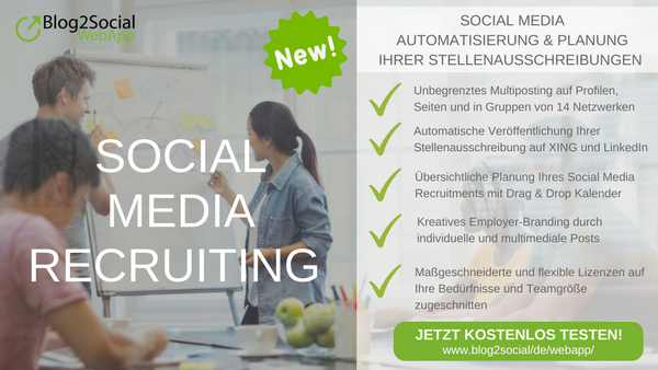 Social Media Automatisierung und -planung Ihrer Stellenangebote mit Blog2Social