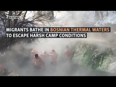 Migrants Bathe In Bosnian Thermal Spring To Escape Harsh Camp Conditions