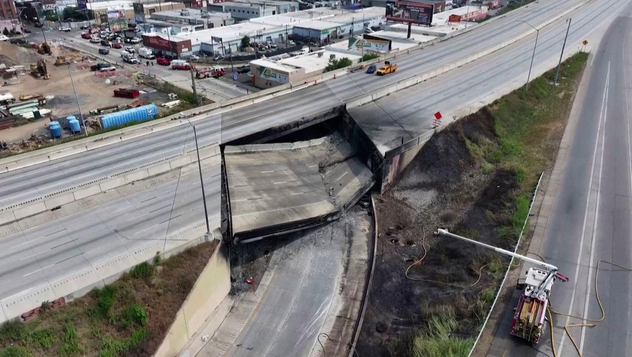 Brand in Philadelphia: Drohnenaufnahmen zeigen eingestürzte Highway-Brücke