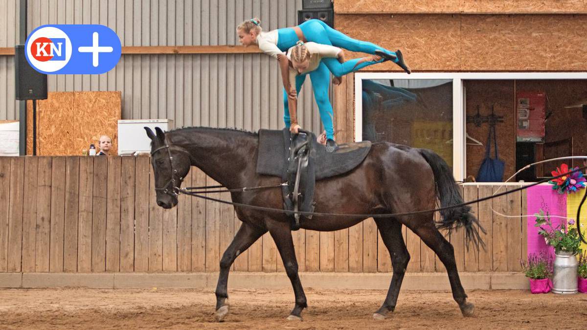 Fahne, Schere, freies Stehen: Turnen auf dem Pferd beim Voltigierturnier in Seedorf