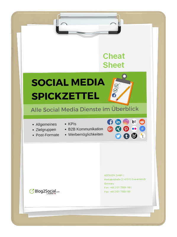 Social Media Spickzettel