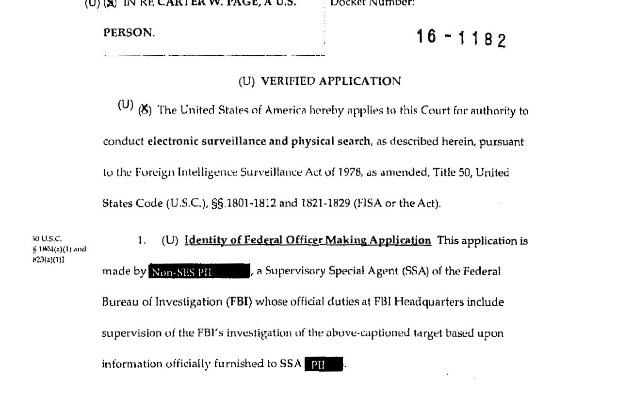 FISA Warrant APplication For Carter Page - Less Redacted