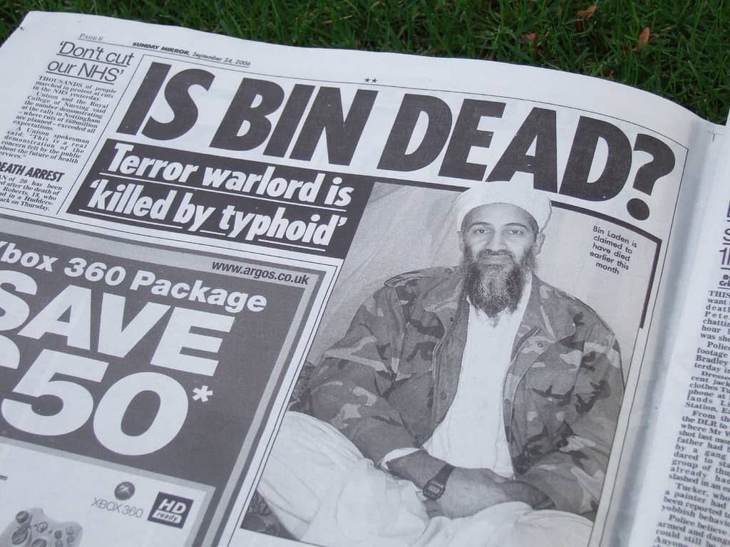 News paper headline is Osama Bin Laden dead