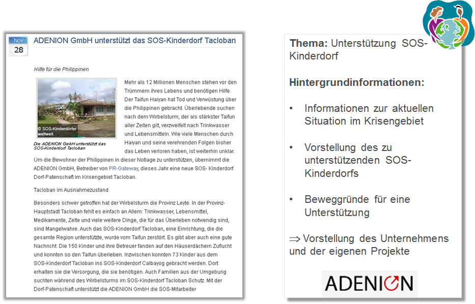 Pressemitteilung ADENION GmbH SOS Kinderdörfer